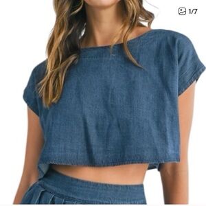 MABLE Eda medium Blue Crop Top